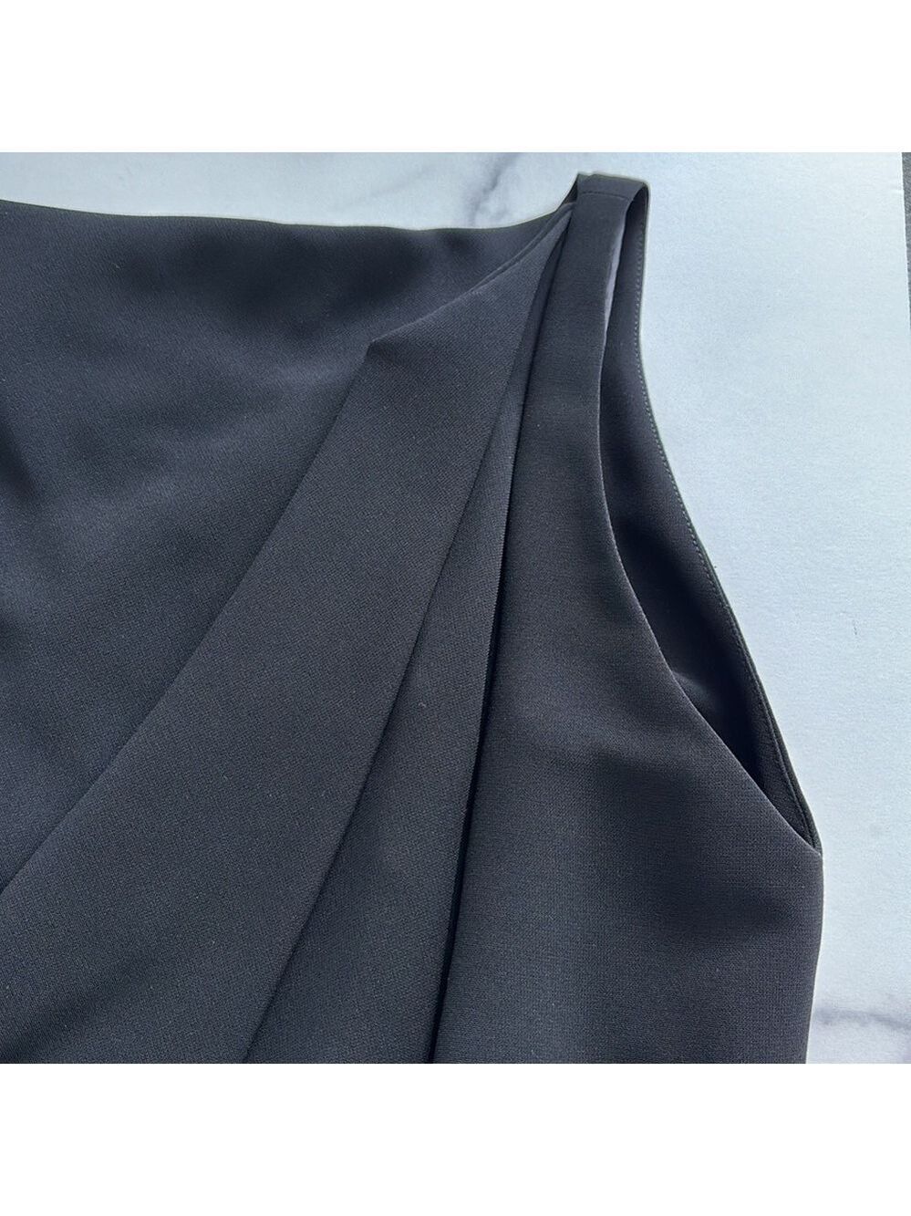 Talbot Runhof Black Cape Ruched Sheath Dress Size 8 - Picture 12 of 16